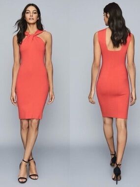 Reiss Sawyer Bodycon Coral Dress, size S